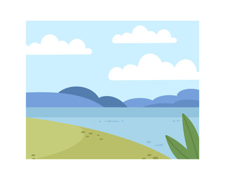 Lake Summer Landscape Backgroundのイラスト素材