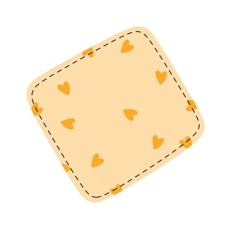 Patch Stitched Square With Heartsのイラスト素材