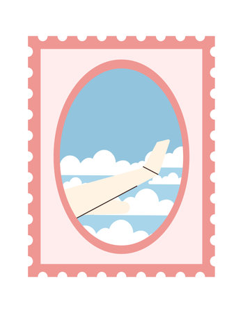 Airplane Window Postage Stampのイラスト素材