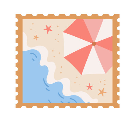 Beach Postage Stampのイラスト素材
