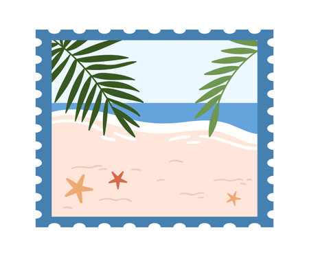 Tropical Beach Postage Stampのイラスト素材