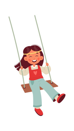Girl Riding On A Swingのイラスト素材