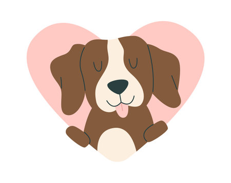 Dog In Heart Frameのイラスト素材