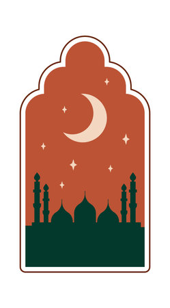 Oriental Arch With Mosque Landscapeのイラスト素材