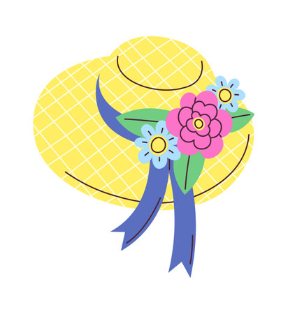Summer Hat With Flowersのイラスト素材