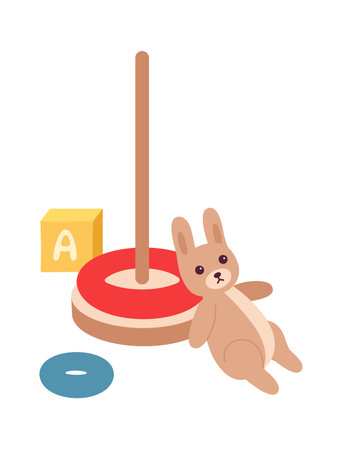 Children Pyramid With Rabbit Toyのイラスト素材