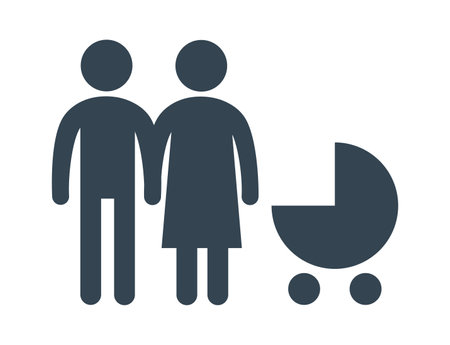 Couple With Baby Carriage Iconのイラスト素材