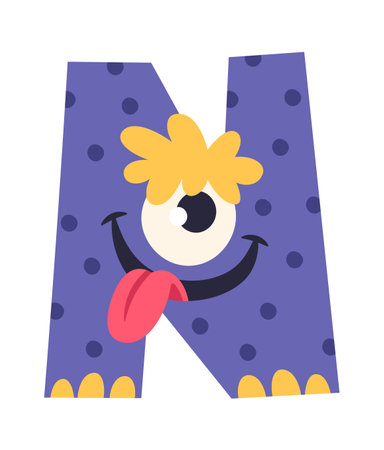 Monster Alphabet N Letterのイラスト素材