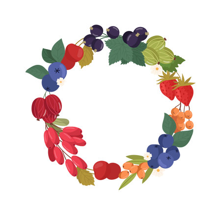 Berries Round Frameのイラスト素材