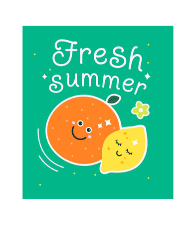 Fresh Summer Postcards Stickerのイラスト素材
