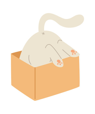 Cat Playing In Boxのイラスト素材