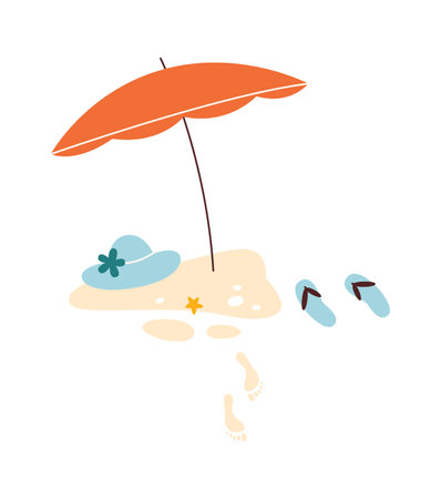 Umbrella On Beachのイラスト素材