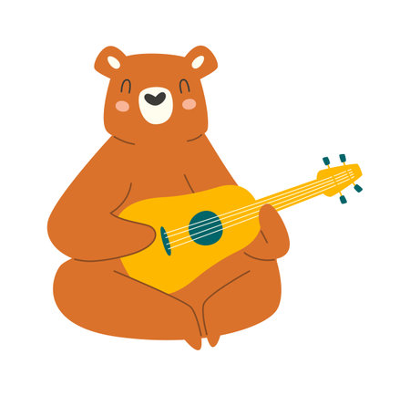 Bear Playing Guitarのイラスト素材