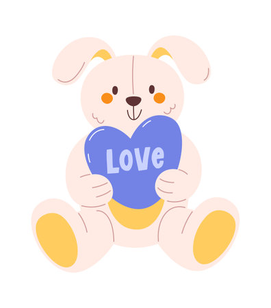 Plush Bunny With Heartのイラスト素材