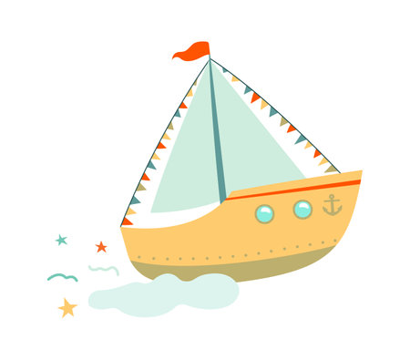 Cartoon Sailing Yachtのイラスト素材