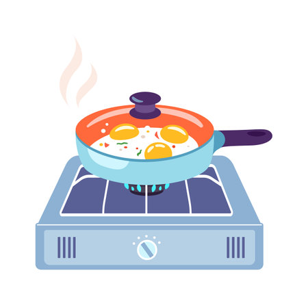 Cooking On Gas Cooktopのイラスト素材