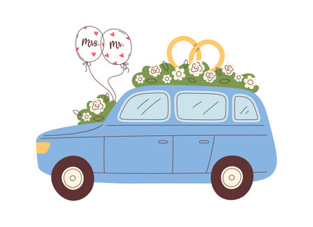 Wedding Decorated Carのイラスト素材