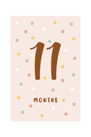 11 Months Baby Card Milestoneのイラスト素材