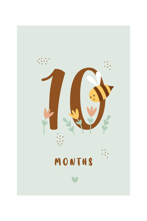 10 Months Baby Card Milestoneのイラスト素材