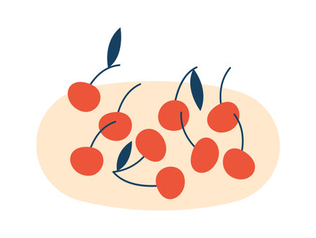 Cherries On Plate Still Lifeのイラスト素材