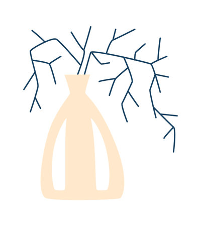 Modern Vase With Branchのイラスト素材