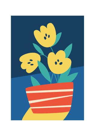 Flowers In Vase With Backgroundのイラスト素材