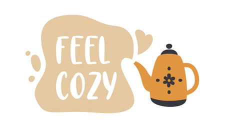 Feel Cozy Lettering Badgeのイラスト素材