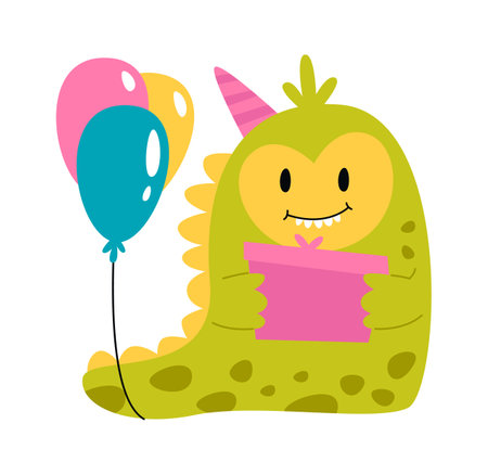 Birthday Monster With Gift Boxのイラスト素材