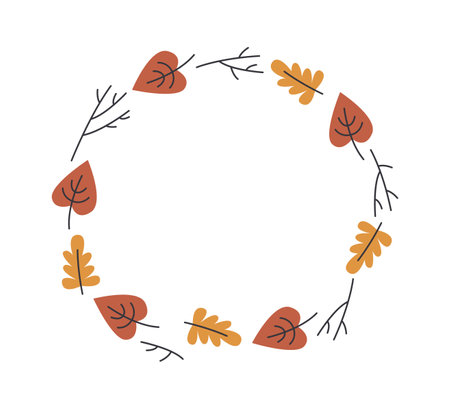Autumn Leaves Circle Frameのイラスト素材