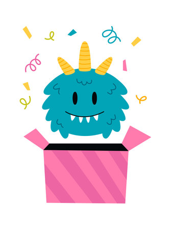 Birthday Monster With Boxのイラスト素材