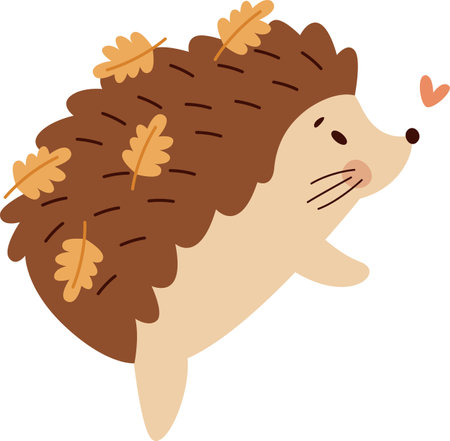 Hedgehog With Leavesのイラスト素材