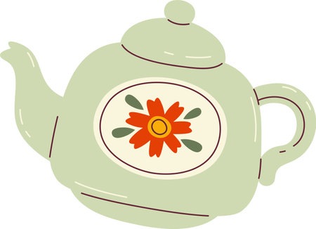 Kettle With Flowerのイラスト素材