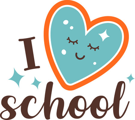 I Love School Stickerのイラスト素材