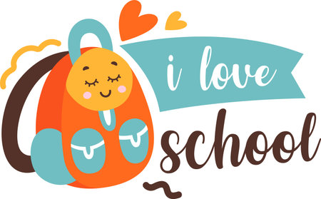 I Love School Stickerのイラスト素材