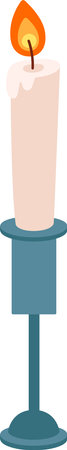 Burning Candle On Candlestickのイラスト素材
