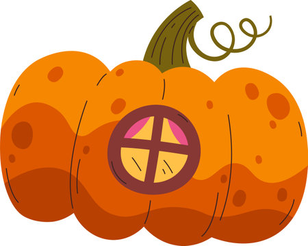 Pumpkin House With Windowのイラスト素材