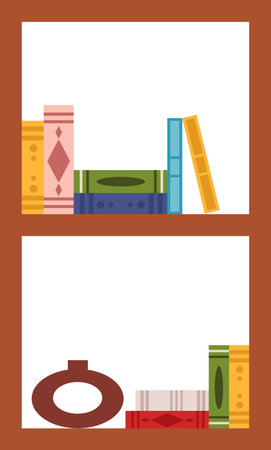Wooden Bookcase With Booksのイラスト素材