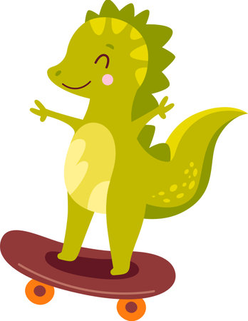Dinosaur Riding On Skateのイラスト素材