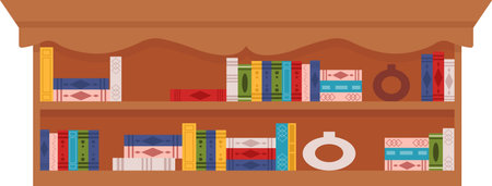 Wooden Bookcase With Booksのイラスト素材