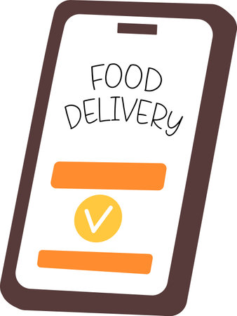 Smartphone With Food Delivery Applicationのイラスト素材