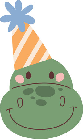 Dinosaur Head With Birthday Cone Hatのイラスト素材