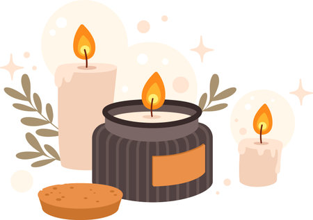 Candles Hygge Compositionのイラスト素材