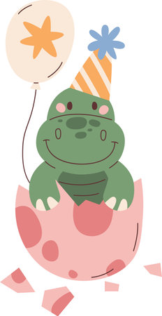 Birthday Dinosaur With Balloonのイラスト素材
