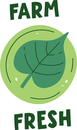 Round Label With Leafのイラスト素材