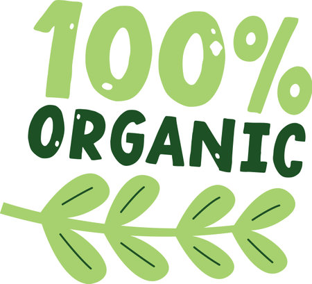 100% Organic Lettering Bannerのイラスト素材