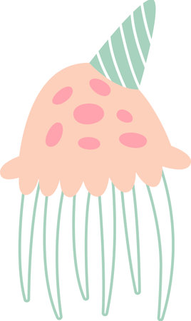 Jellyfish With Birthday Hatのイラスト素材