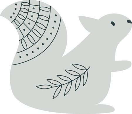 Squirrel With Scandinavian Patternのイラスト素材