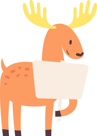 Deer Holding Blank Bannerのイラスト素材
