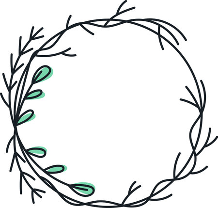 Christmas Floral Circle Wreathのイラスト素材