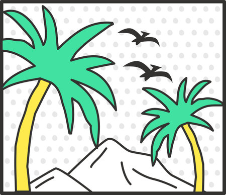 Landscape Sticker With Pterodactylsのイラスト素材